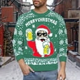 thumbnail image 2 of KHONTS Christmas Sweater for Men Funny Snowflake Santa Hilarious Xmas Claus Soft Pullover Long Sleeve Knitted Sweaters Green L, 2 of 4