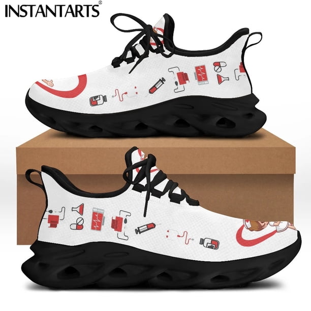 Zapatillas deportivas de marca para mujer, con estampado de ECG, EMT y EMS, informales, ligeras, con cordones y para enfermeras
