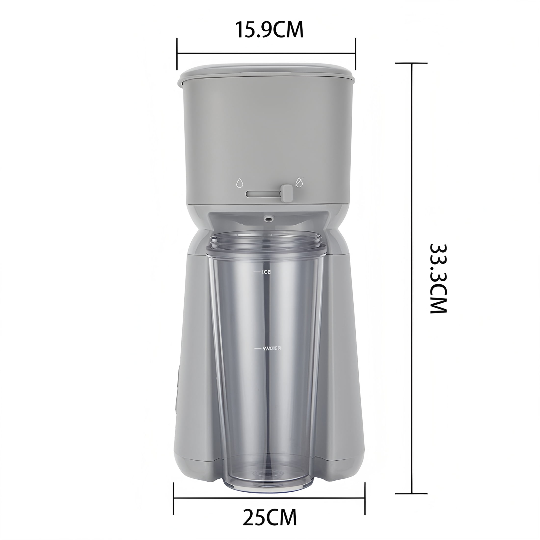 Mainstays Single Serve Iced Coffee Maker, Soft Silver, with Reusable Filter and Travel Tumbler