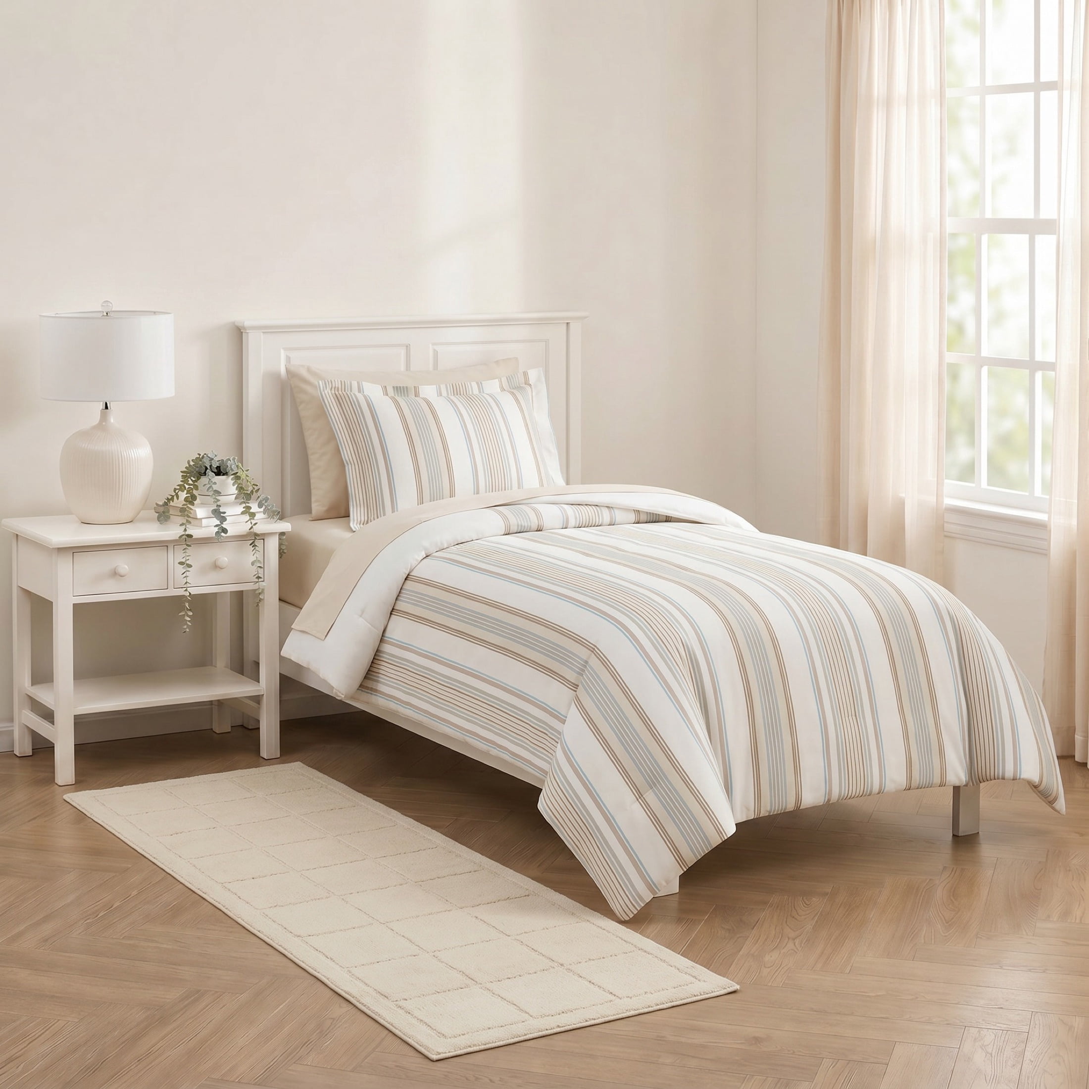 Mainstays Grid Runner Rug, Beige, 2 ft 6 in x 7 ft
