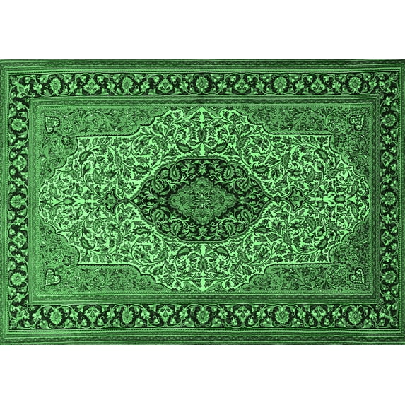 Ahgly Company Indoor Rectangle Medallion Emerald Green Traditional Area Rugs, 8' x 12'