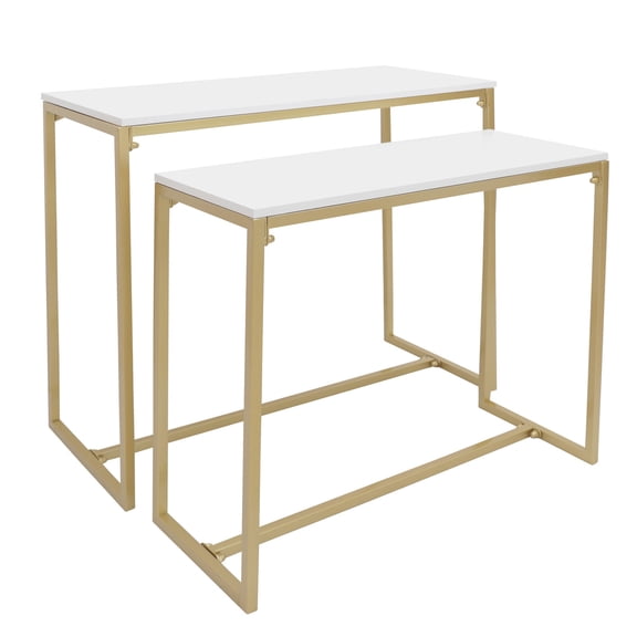 Modern Nesting Tables Retail Display Tables Set of 2 Gold Shoe Handbag Display Stand Display Riser Shelf for Homes, Clothing Shops, Hotels, Garment Factories