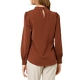 thumbnail image 4 of MODA NOVA Juniors Stand Collar Pleated Button Keyhole Button Blouse, 4 of 7