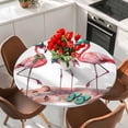 thumbnail image 2 of Watercolor Flaming Birds Fitted Round Tablecloths Elastic Edged Table Covers 36"-44",Waterproof Table Cloth for Kitchen Holiday Party Tables Decor, 2 of 9