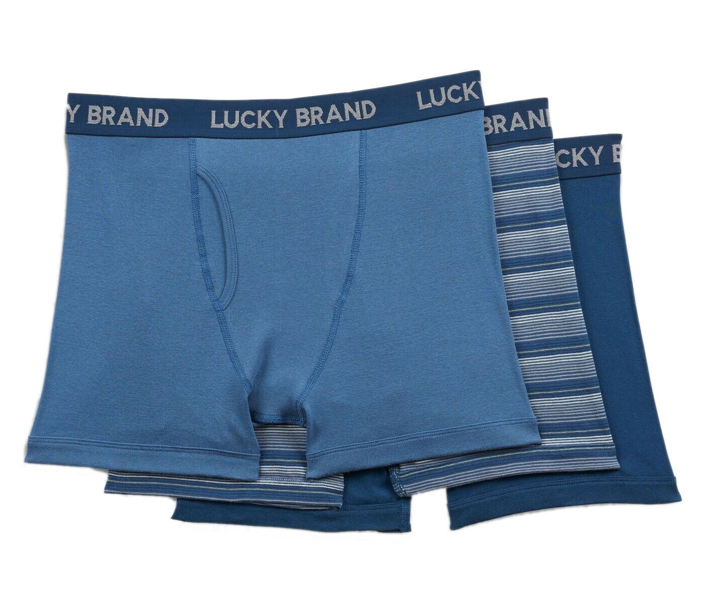 New Lucky Brand Men's YLB6136 3 Pack Cotton Boxer Brief, Multi, Size M