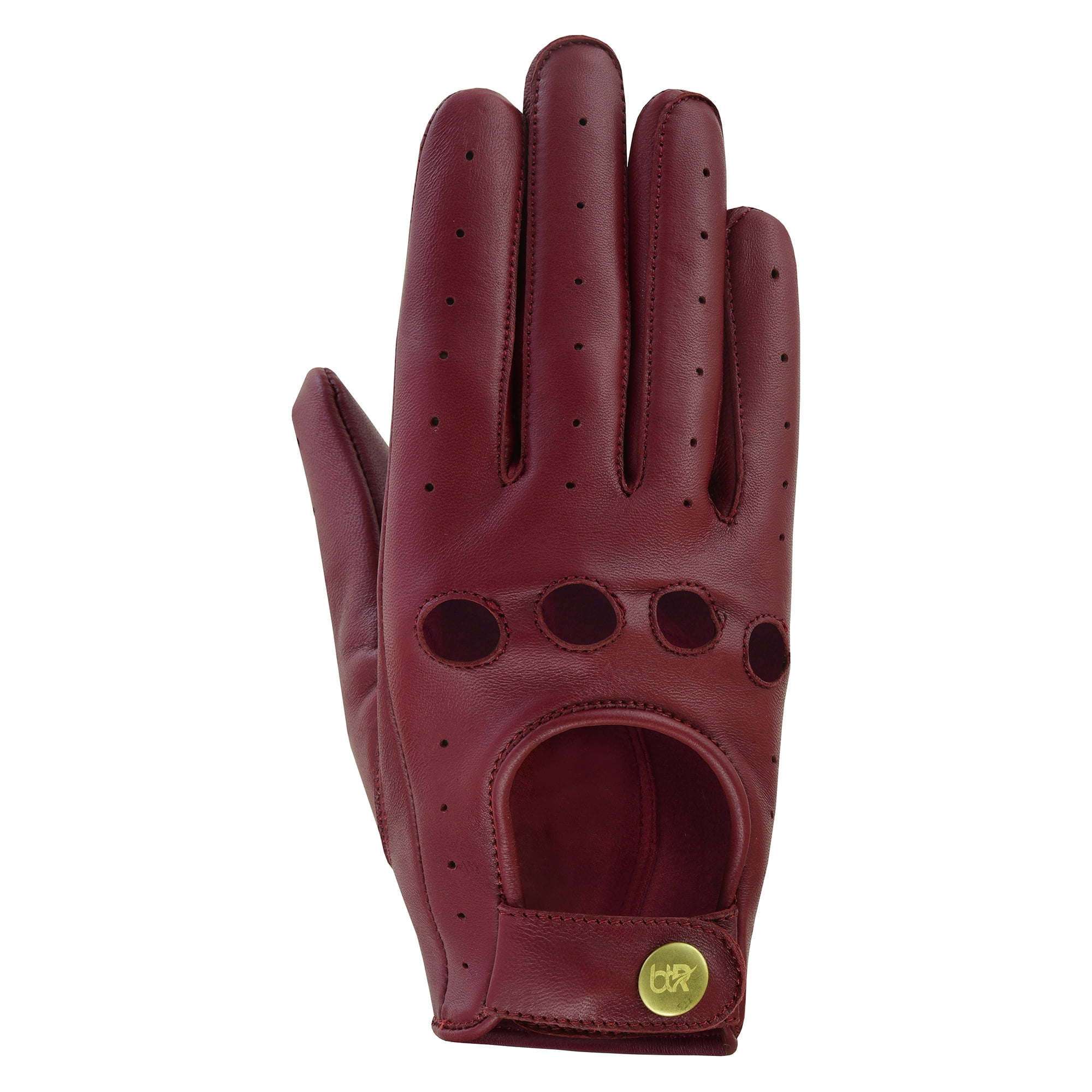Women Leather Gloves Ladies Leather Driving Gloves Chauffeur 100% Genuine Lambskin Leather Gloves Full Finger Car Driving Motorcycle Bikers Riding Gloves Burgundy-L