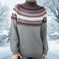 thumbnail image 2 of NMMUED Fair Isle Sweater Women Turtleneck Sweater Lightweight Sweaters for Women Winter Sweaters for Women Knit Sweater for Women Pullover Sweaters for Women Knit Top Gray M, 2 of 4