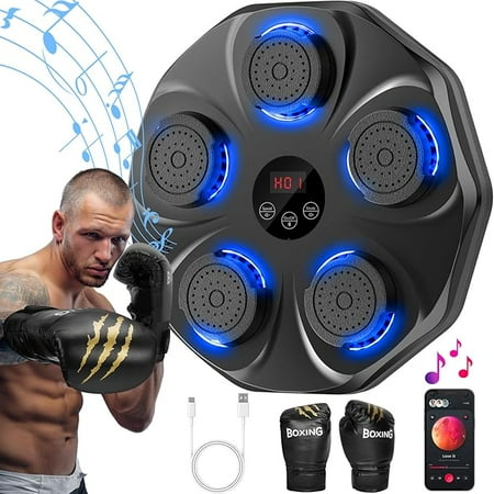 RKXQT Music Boxing Machine, Interactive Punching Trainer with Boxing Gloves, Large Size Wall Mounted Electronic Boxing Target for Adults Kids, 9 Modes & 9 Speeds
