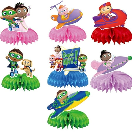 Super Why Centerpieces Honeycomb Table Toppers Decorations for Photo Props Birthday Party Decor Supplies
