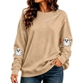thumbnail image 2 of Womens Oversized Sweatshirts Spooky Season Cute Ghost Sleeve Graphic Vintage Y2K Crew Neck Streetwear Pullover Tops Fall Winter Clothes Khaki M, 2 of 4