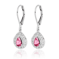 thumbnail image 3 of 925 Sterling Silver Pink Tourmaline Drop Dangle Earrings Pear Teardrop Gemstone, 3 of 10