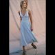 thumbnail image 4 of Vestido Informal de Verano para Mujer, con Escote en V Fruncido, A Rayas, Sin Mangas, y Holgado, con Bolsillos. Azul XL, 4 of 7