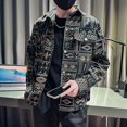 thumbnail image 2 of Chaqueta vaquera coreana para hombre con estampado, abrigo vaquero holgado para hombre, ropa popular coreana al precio más bajo, ropa de tela de marca, 2 of 5
