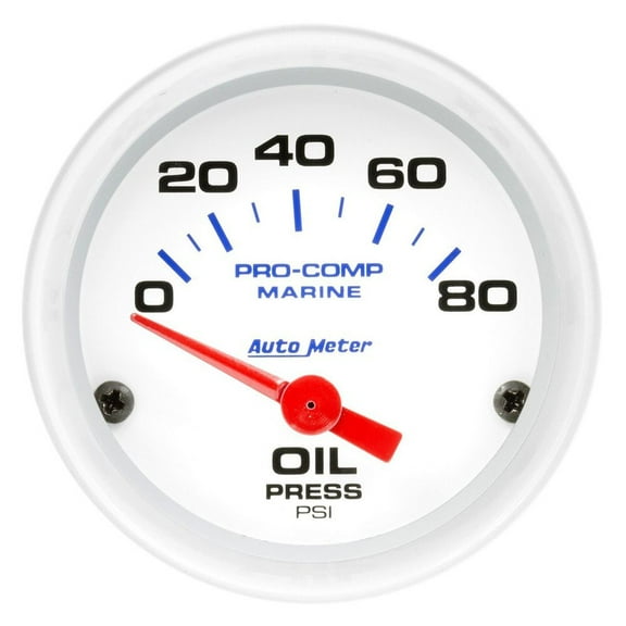 Auto Meter 200744 - Marine 2.06" White In-Dash Mount Electric Oil Pressure Gauge