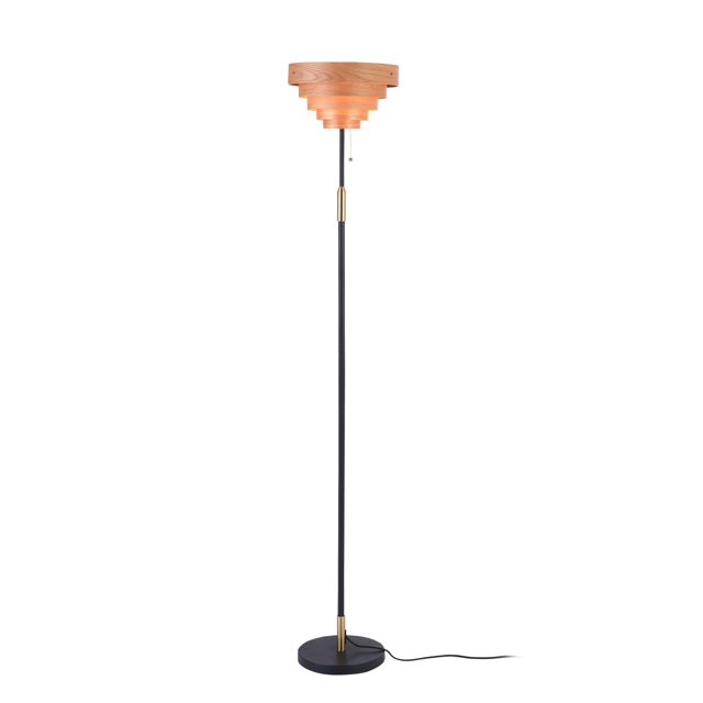 Lámpara de pie O'Bright Cascade moderna de madera con interruptor de cadena