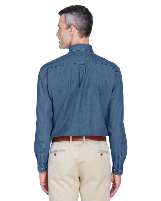 Harriton Men's Long-Sleeve Denim Shirt - 6.5 Oz Cotton, Button-Down Collar, Classic Fit (Style M550) - View #10