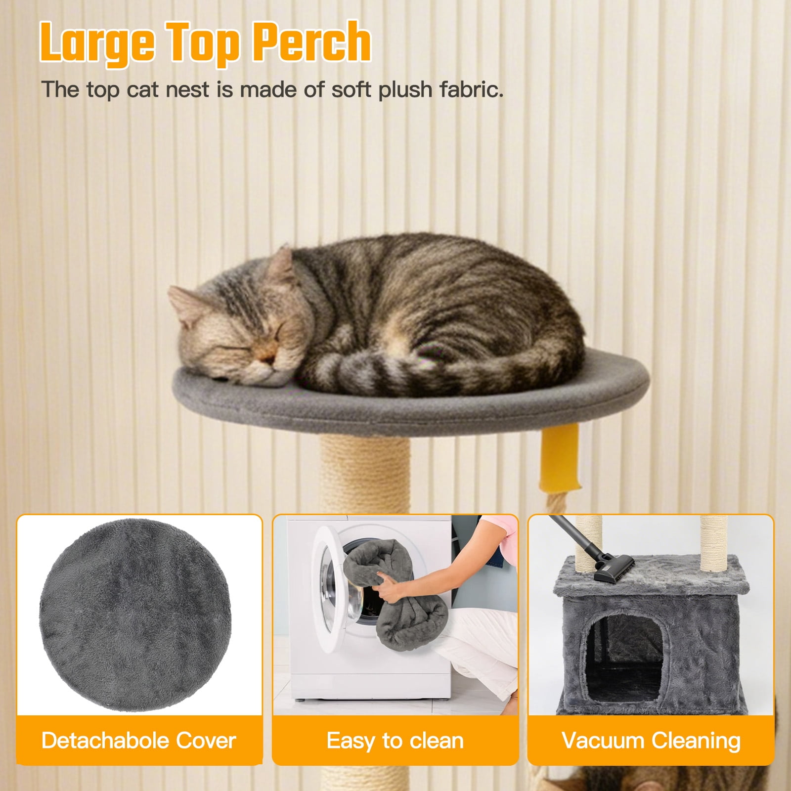 Cat Tree with Condo and Sisal Post, Multi-Level Cat Tower with Top Perchs, Cratching Post for Indoor Cats, Gray