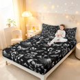 thumbnail image 3 of Homewish Gothic Moths Skull Bed Sheets,Spooky Botanical Mushroom Full Size Sheets,Black Gray,4pcs,1 Flat Sheet, 1 Fitted Sheet and 2 Pillowcases, 3 of 6