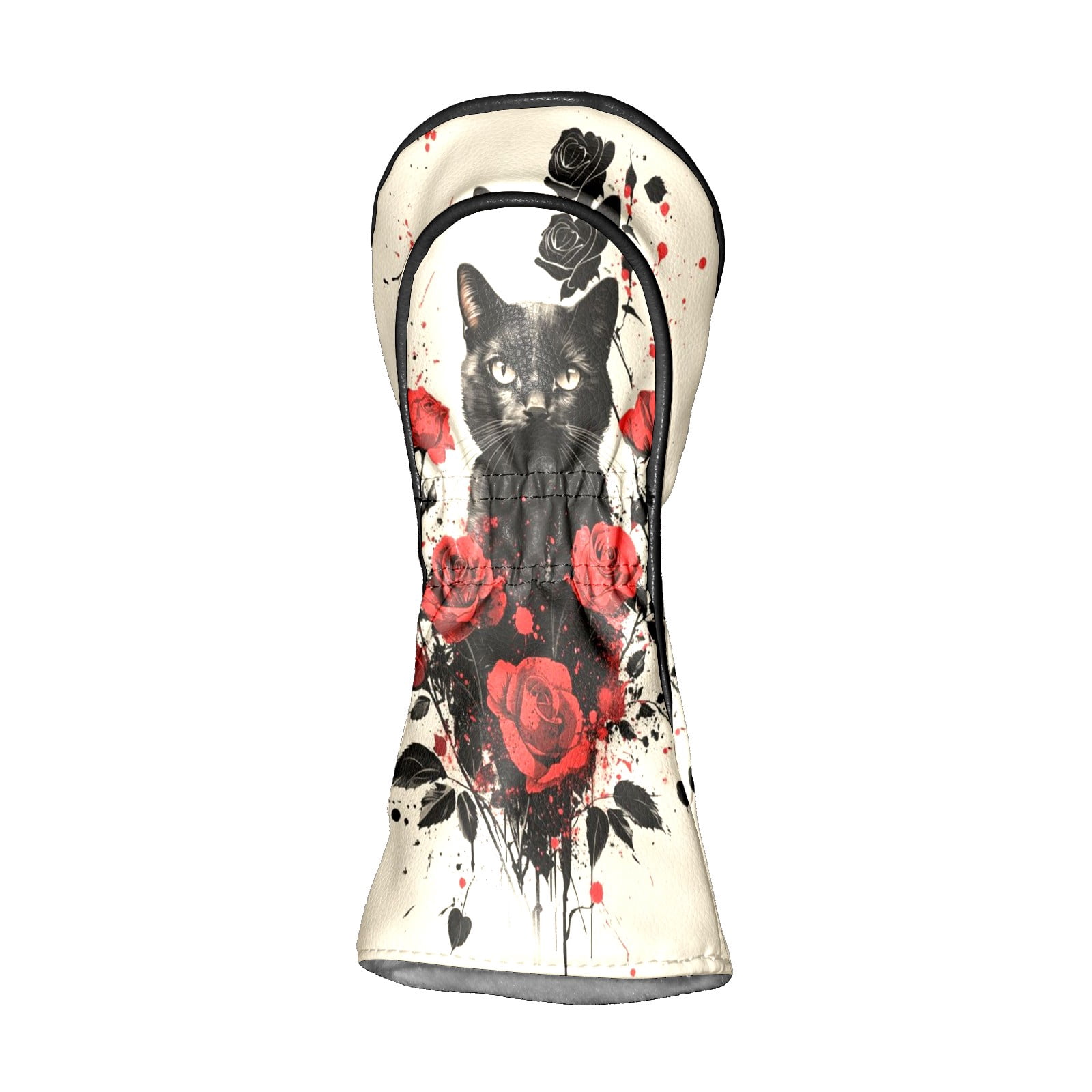 Golf Club Covers PU Leather Waterproof Head Covers for Fairway Woods Hybrids Rose Cat Unisex Fits Most Brands