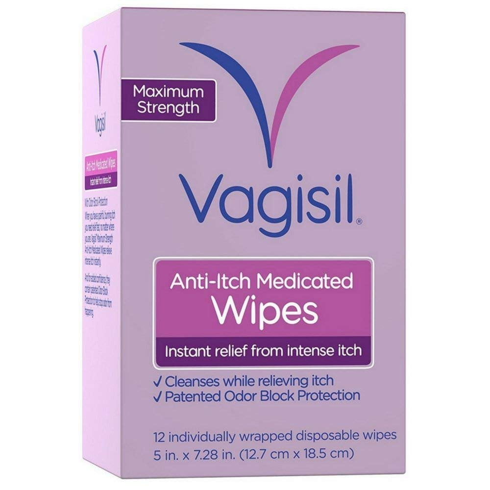Vagisil AntiItch Medicated Wipes, Maximum Strength 12 ea (Pack of 4