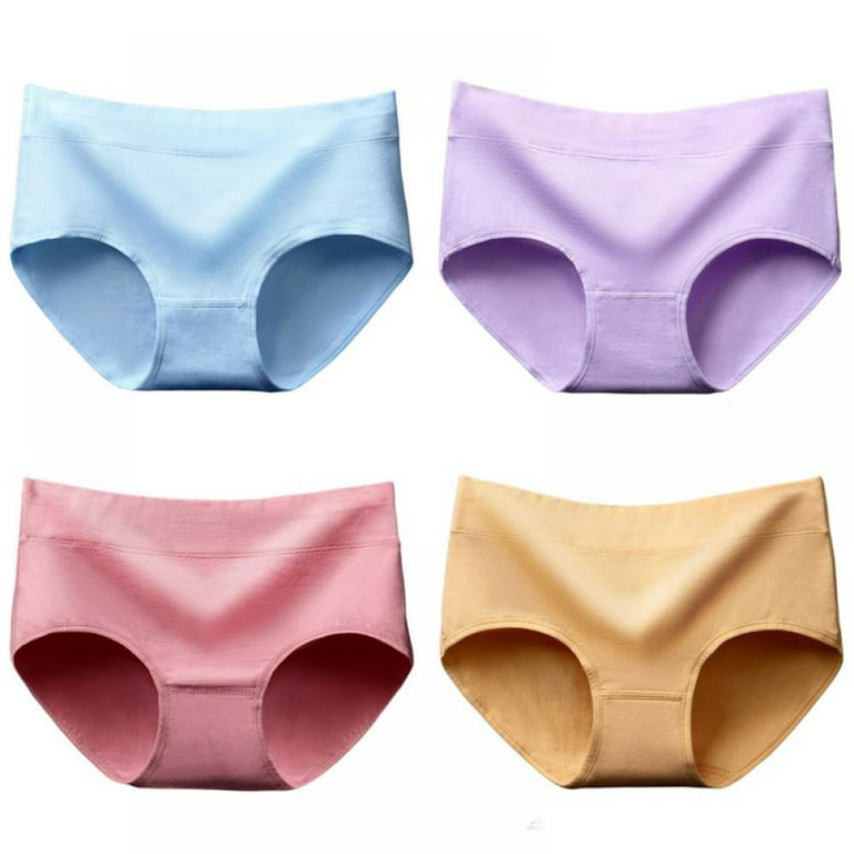 Xmarks Women's Underwear, Cotton Mid Waist No Muffin Top Full Coverage  Brief Ladies Panties Lingerie Undergarments 