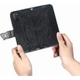 thumbnail image 2 of Étui à Rabat, Fleurs Embossées Papillon en Cuir PU, Étui à Rabat Magnétique avec Support, Porte-Cartes, Dragonne, Portefeuille, Sac à Main pour iPhone XR 6.1 (Noir), 2 of 6