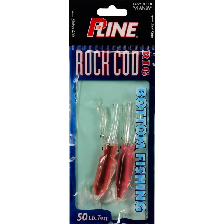 P-Line Bulb Squid Rock Cod Fishing Rig, Clear/Pink/Black, 3.5, 2-pack 
