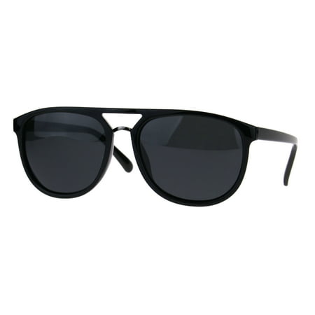 Mens Classic Mod Thin Plastic Racer Pilots Sunglasses All Black