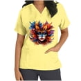 thumbnail image 3 of lcziwo Womens Mardi Gras Scrubs 2025 Spring Scrub Tops Carnival Funny Graphic Shirts Casual V Neck Medical Nursing Uniforms with Pockets Yellow XL Sales of The Week, 3 of 6