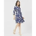 thumbnail image 3 of Moomaya V Neck Printed Rayon 3/4 Sleeve Wrap Dress - Women's Wrap Dress, 3 of 9
