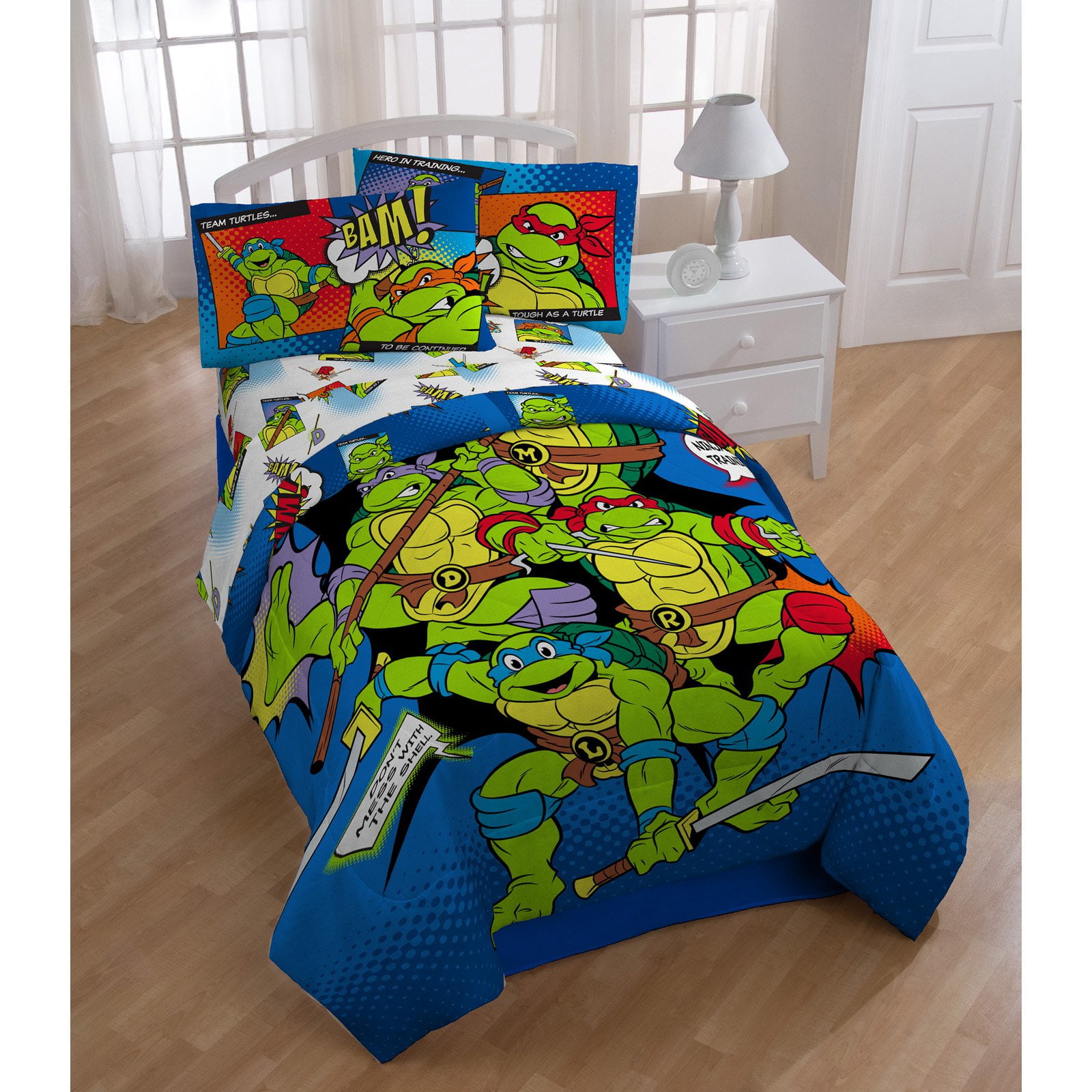 Nickelodeon Ninja Turtle 2 Piece Comforter Set Twin/Full Reversible Comforter 