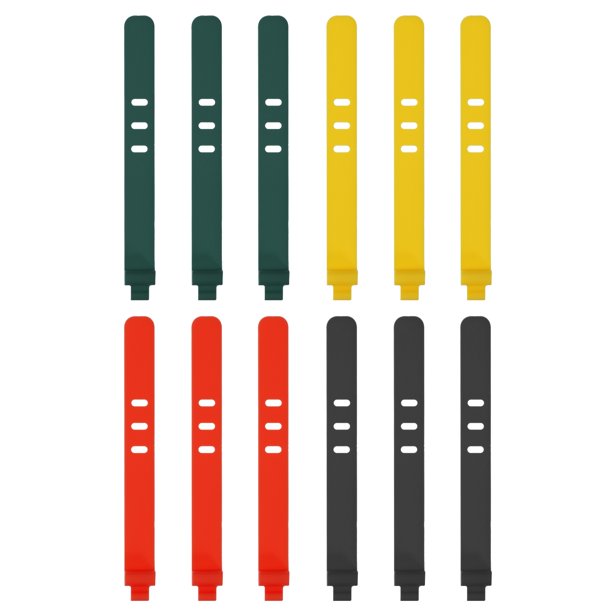 Paquete de 12 lazos de silicona reutilizables Unique Bargains 3 Agujero Ajustable para Hogar Oficina Cableado Gestión negro verde rojo amarillo