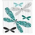 Dragonfly Shower Curtain, Ornamental Dragonfly Figures with Lace and