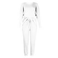 thumbnail image 4 of Innerwin Loungwear Elastic Waist Ladies Nightwear Sleep Drawstring With Pockets Sleepwear White S, 4 of 6