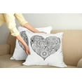 thumbnail image 2 of Ambesonne White Throw Pillow Cover 2 Pack, Love Uncolored Doodle Heart, 20", Charcoal Grey and White, 2 of 7