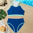 thumbnail image 2 of Youmylove Summer Girls Swimsuit 2 Piece Bathing Suit Bikini Sets Color Blocking Holiday Casual Swimsuits For Kids Swimwear Set Beachwear For 7-8 Years, 2 of 5