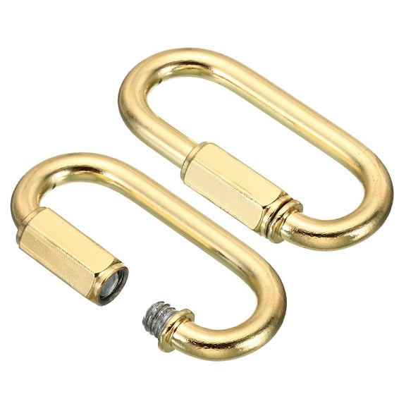 Uxcell 5mm Copper Chain Quick Links, 2pcs Screw Locking Chain Connector for Chandelier and Backpack
