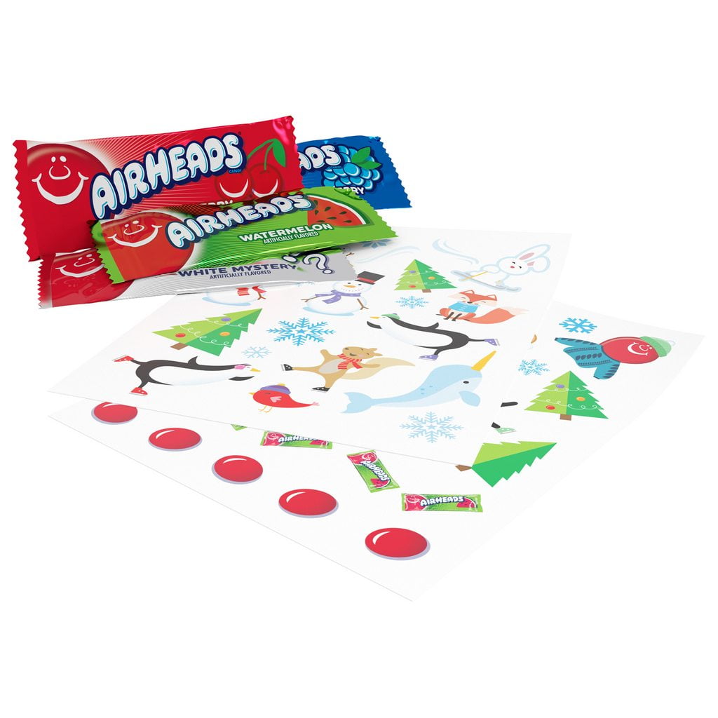 (2 pack) Airheads Assorted Chewy Mini Bars, Holiday Sticker Book, Nut Free, 12ct, 5.07 oz