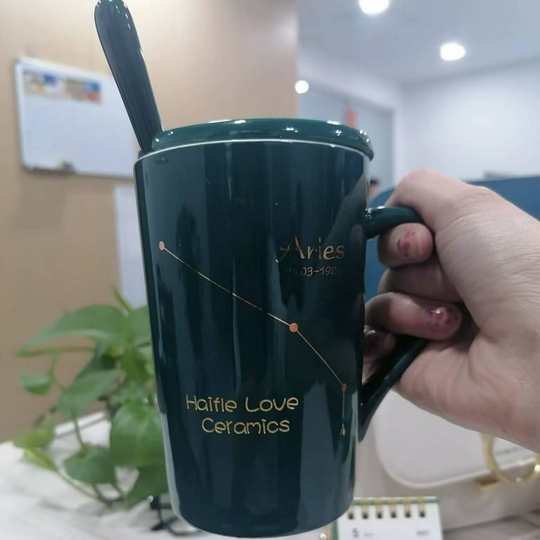 Qeeadeea/Ceramic Mug With Lid And Handle, Microwavable Coffee Mug, Ceramic  Travel Coffee Mug, Tall Coffee Mugs, Suitable For  Kitchen&home-Gemini-420ml/15oz 