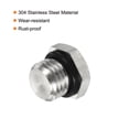 thumbnail image 4 of Unique Bargains M12x1.5 Male Plug Stainless Steel Thread Hex Head Socket Pipe Fitting with Sealing Rubber Ring 3 Pack, 4 of 5
