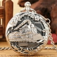 thumbnail image 4 of Train Steampunk Pocket Watch, Quartz Musical Movement Pocket Watch Music Box Fob Watch with Chain, 4 of 5