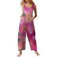 thumbnail image 6 of Women's Casual Loose Jumpsuit with Christmas Print, Fuchsia, Size L, 6 of 6