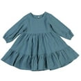 thumbnail image 2 of Robe pour Petites Filles 2-6 Ans Confortable et Respirante en Coton Robe Unie à Volants Automne Hiver, 2 of 7