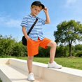 thumbnail image 5 of Dailycode Small Short Sleeve Button Down Shirts Bright Blue White Stripe Casual Shirt 3-10 Years, 5 of 9