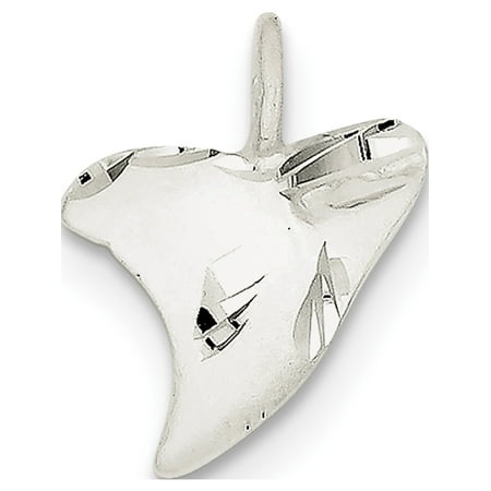 Sterling Silver Tooth - Leslies Fine Jewelry Designer 925 Sterling Silver Diamond Cut Shark Tooth (15x19mm) Pendant Gift
