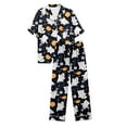 thumbnail image 7 of Halloween Pajamas Women Set Casual Relaxed Fit Lightweight Ghost Pumpkin Print Button down Short Sleeve with Pants Outfits Soft Comfy Sleepwear 2 Piece Lounge Set, 7 of 7