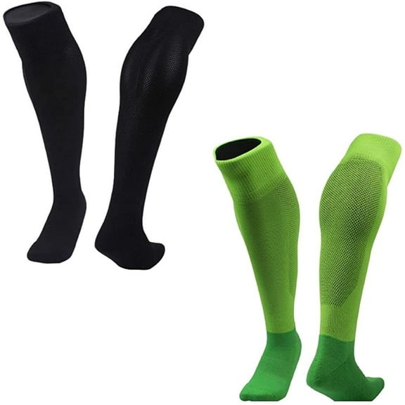 Lian LifeStyle 2 Pairs Exceptional Knee High Sports Socks for Soccer, Softball, Baseball and many other Sports XL0005 Size M Black,Green