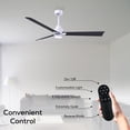 thumbnail image 4 of Matthews Fan Company AKLK-MWH-BK-42 Alessandra 42” Matte White Ceiling Fan with 3 Matte Black Blades, Integrated LED Light Kit, Remote Control, Indoor/Outdoor Wet Rated, 4 of 6