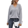 thumbnail image 2 of Jersey de invierno, blusa de mujer, blusa de mujer de manga larga, blusa de cuello en V, experiencia incomparable, 2 of 9