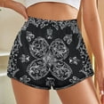 thumbnail image 3 of Women's Originals Shorts, Jersey Sports Shorts, Gym Shorts For Women, Black Bandana Paisley, XL, Plus Size Available, 3 of 5